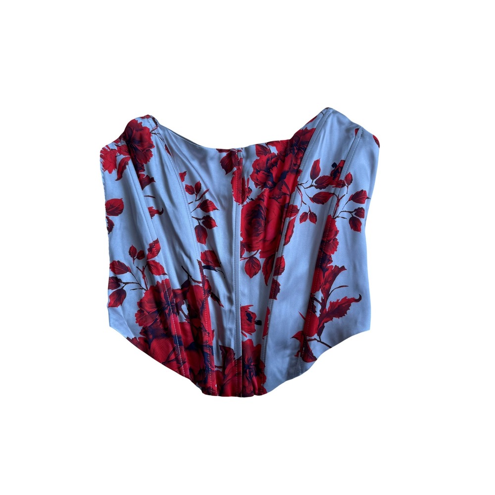 NWT Club L London Pink & Red Rose Floral Satin Corset Top Size 4